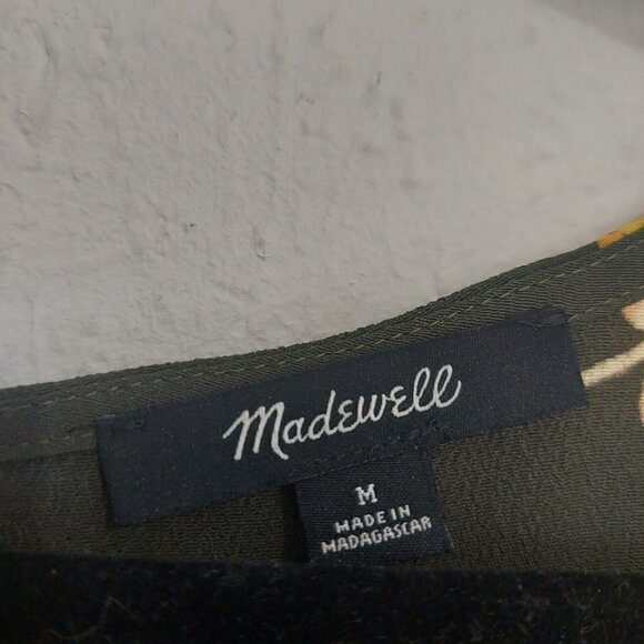 Madewell‎ Women's Rhyme Top Blouse In Fall Flowers V-Neck Relaxed Fit Olive Sz M - Picture 7 of 7
